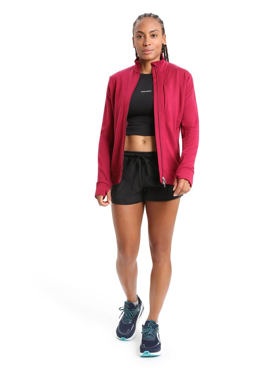 Cherry Icebreaker Merino Quantum III Long Sleeve Zip Women's Hoodie | AU 1680MQZA